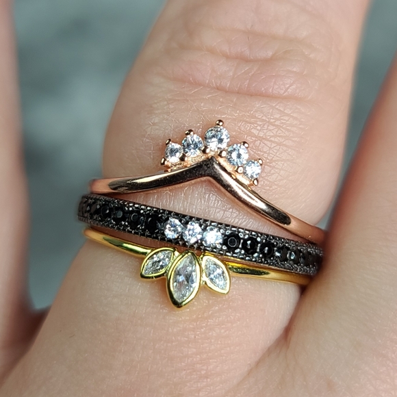 925 Sterling Silver Yellow Gold Cubic Zirconia - Picture 3 of 16